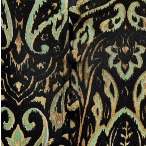 ZARA Green/Black Paisley FLOWY PRINTED SHIRT Sz M NWT - Picture 4 of 10